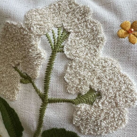 Embroidered Spring Wildflowers Throw Pillow Cover 18x18 - Picture 5 of 7